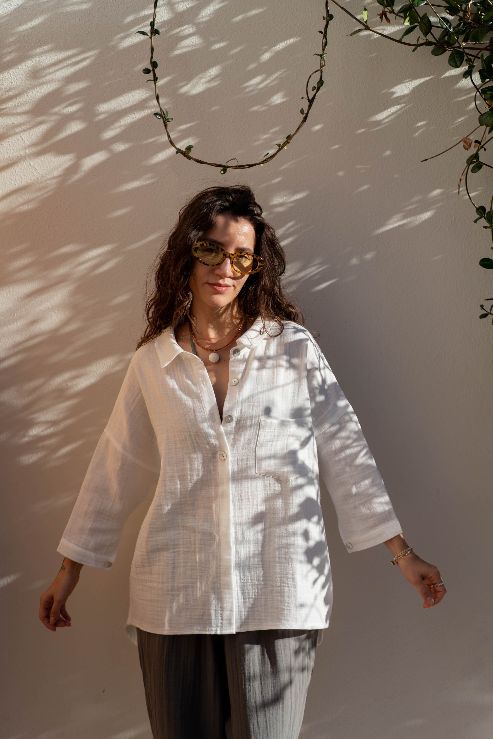 Pearl Half Sleeve Cotton Shirt