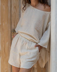 Wavy Beige Striped Top