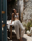 Wavy Beige Striped Pants