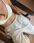 Wavy Beige Striped Pants