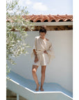 Wavy Beige Striped Shorts