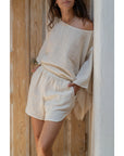 Wavy Beige Striped Shorts